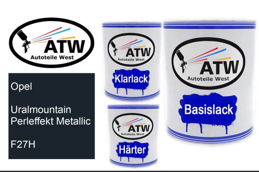 Opel, Uralmountain Perleffekt Metallic, F27H: 1L Lackdose + 1L Klarlack + 500ml Härter - Set, von ATW Autoteile West.